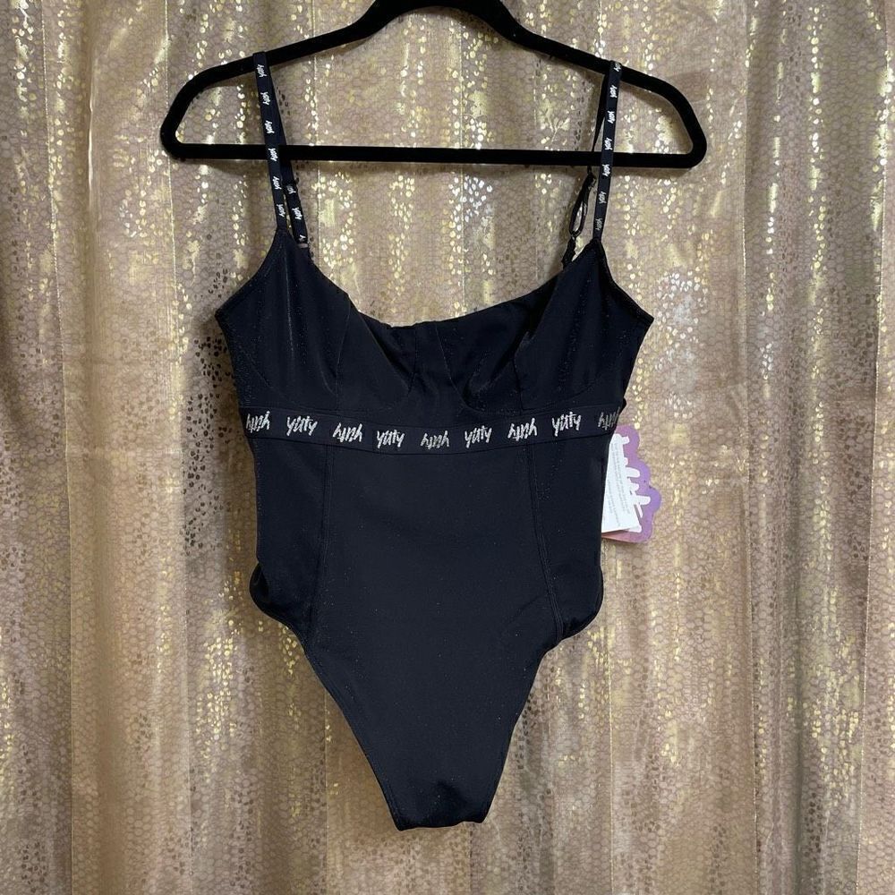 Yitty Black Shimmer Spotlight Shaping Demi Bodysuit, S NWT